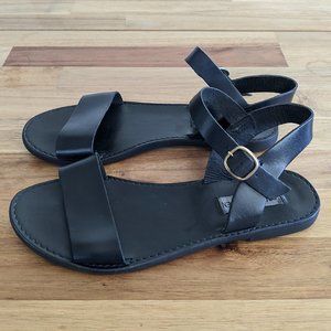 Steve Madden Donddi Black Leather Sandals
